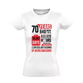 70 évnyi adat női póló (fehér)