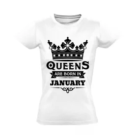 Queens are born in january női póló (fehér)