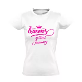 Queens are born in January női póló (fehér)