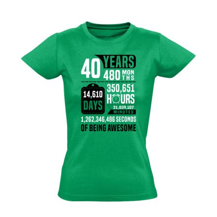 40 évnyi adat női póló (zöld)