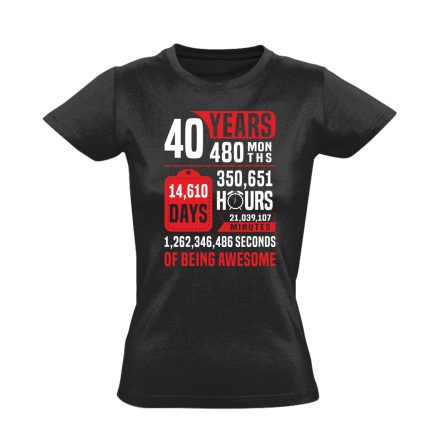 40 évnyi adat női póló (fekete)