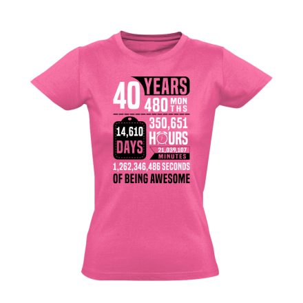 40 évnyi adat női póló (rózsaszín)