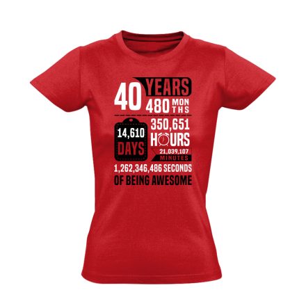 40 évnyi adat női póló (piros)