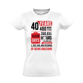 40 évnyi adat női póló (fehér)
