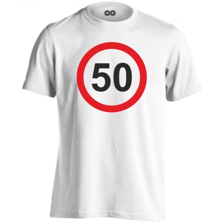 50. születésnap tábla férfi póló (fehér)