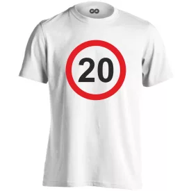 20. születésnap tábla férfi póló (fehér)
