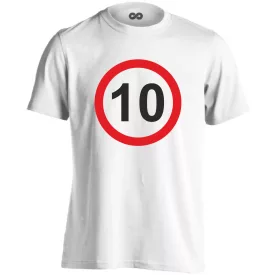 10. születésnap tábla férfi póló (fehér)