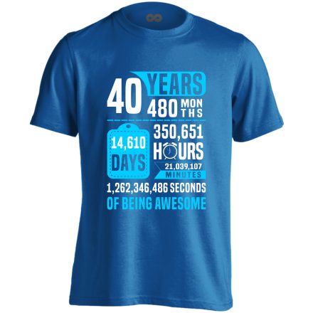 40 évnyi adat férfi póló (kék)