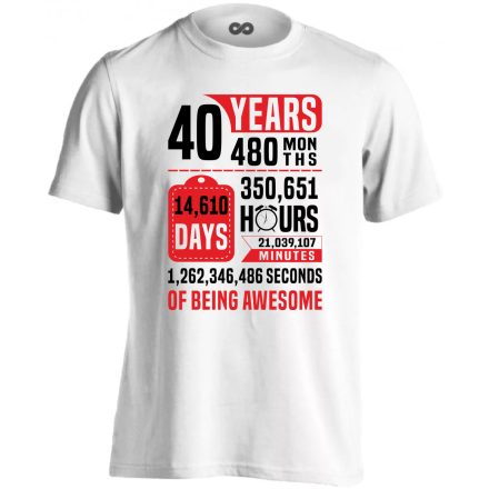 40 évnyi adat férfi póló (fehér)