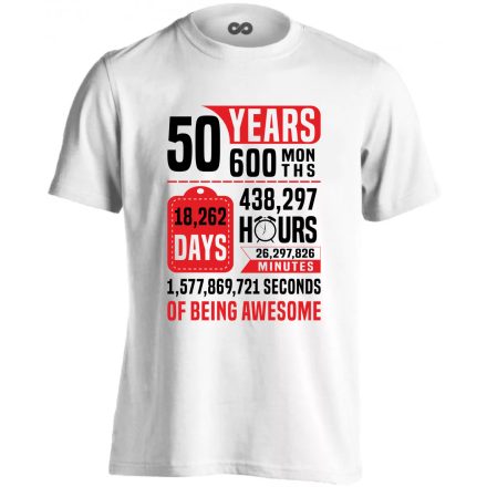 50 years of being awesome férfi póló (fehér)