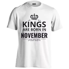 Kings are born in November férfi póló (fehér)
