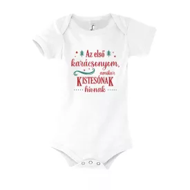 Kistesó karácsonyi rövidujjú patentos body (fehér)