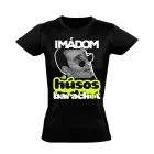 "Húsos barack" filmes női póló (fekete)