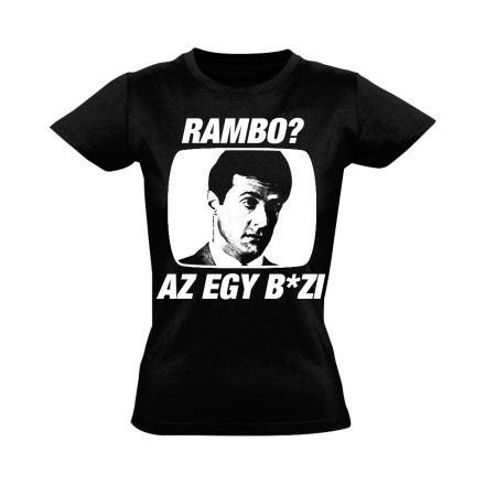 "Rambo?" filmes női póló (fekete)