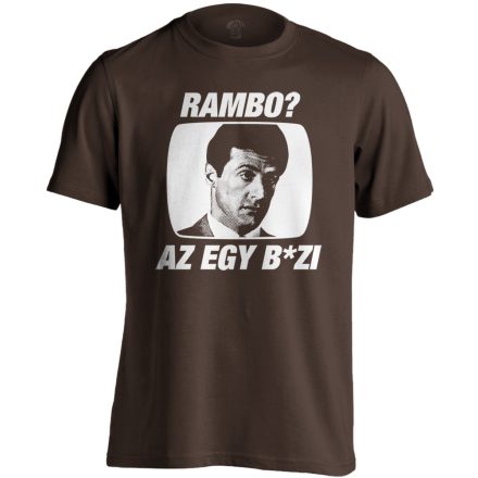 "Rambo?" filmes férfi póló (csokoládébarna)