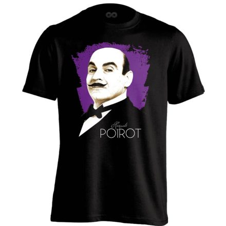 PoirotPortré filmes férfi póló (fekete)