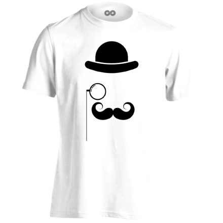PoirotMonokli filmes férfi póló (fehér)
