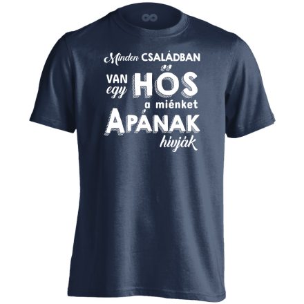 Hős apa apás férfi póló (tengerészkék)