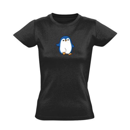 Totyogós pingvin női póló (fekete)