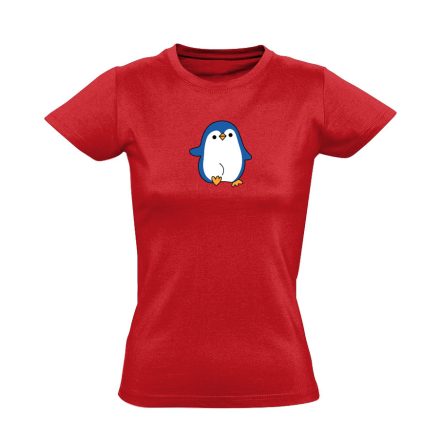 Totyogós pingvin női póló (piros)