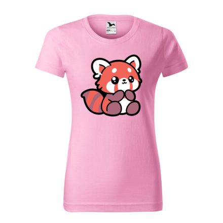 Vörös a panda cuki női póló (rózsaszín)