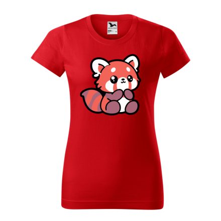 Vörös a panda cuki női póló (piros)