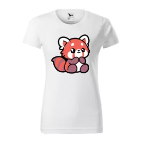 Vörös a panda cuki női póló (fehér)