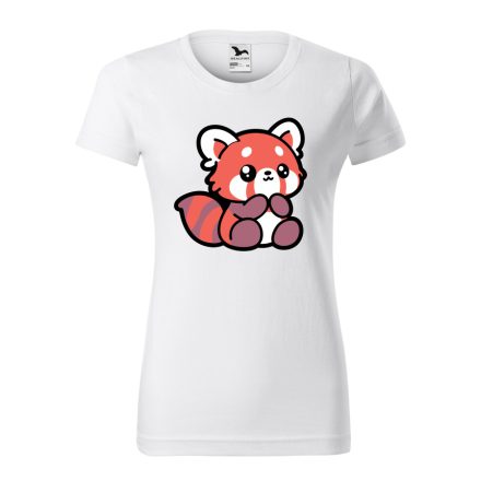 Vörös a panda cuki női póló (fehér)