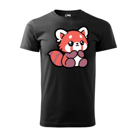 Vörös a panda cuki férfi póló (fekete)
