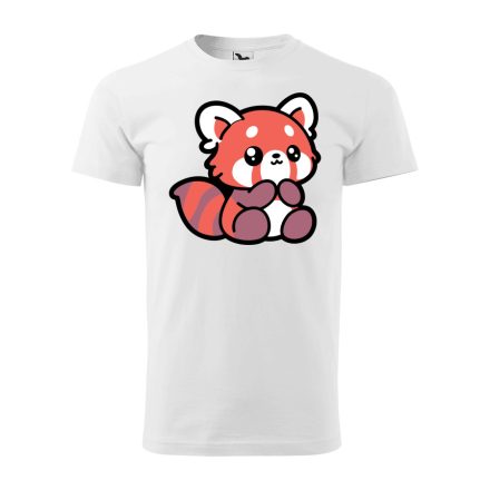 Vörös a panda cuki férfi póló (fehér)