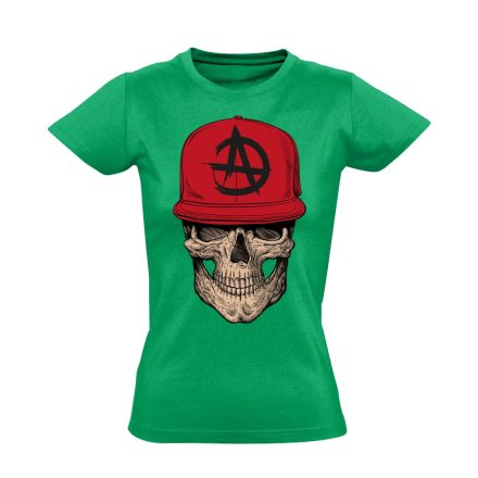 Koponyás "anarchy" női póló (zöld)