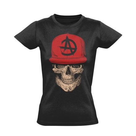 Koponyás "anarchy" női póló (fekete)