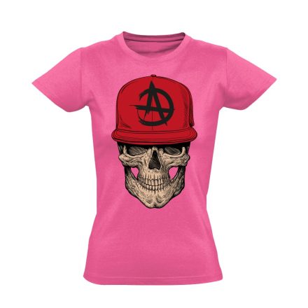 Koponyás "anarchy" női póló (rózsaszín)