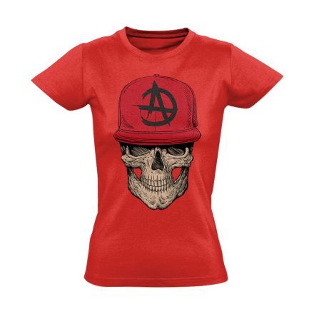 Koponyás "anarchy" női póló (piros)