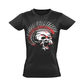 Koponyás "punk" női póló (fekete)