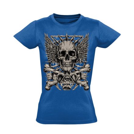 Koponyás "okkult" női póló (kék)