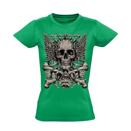 Koponyás "okkult" női póló (zöld)