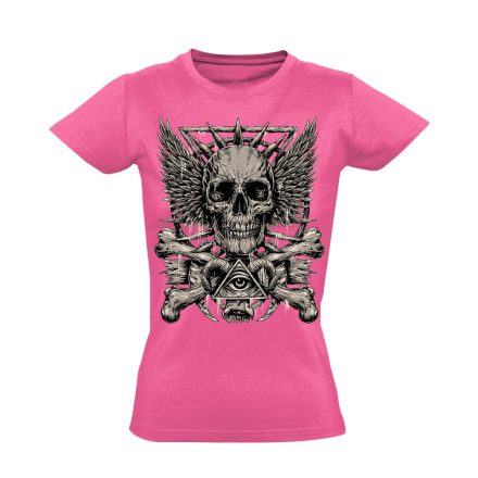 Koponyás "okkult" női póló (rózsaszín)