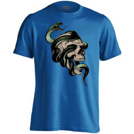 Koponyás "kígyós" férfi póló (kék)