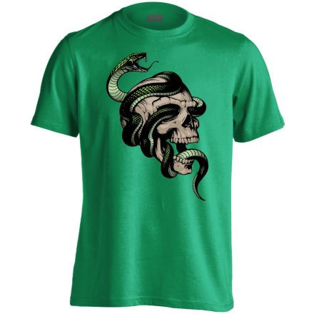 Koponyás "kígyós" férfi póló (zöld)