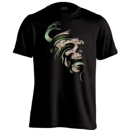 Koponyás "kígyós" férfi póló (fekete)