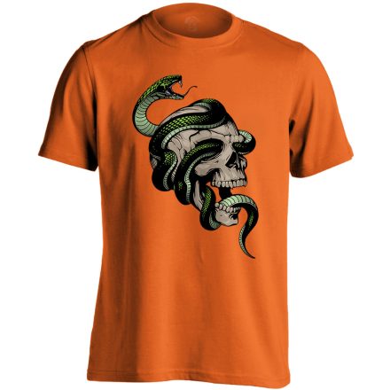 Koponyás "kígyós" férfi póló (narancssárga)