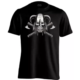Koponyás "viking" férfi póló (fekete)