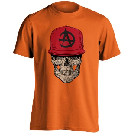 Koponyás "anarchy" férfi póló (narancssárga)