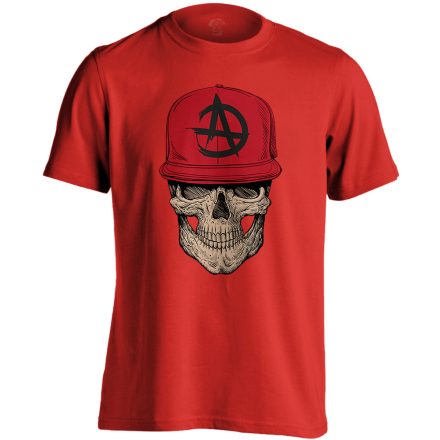 Koponyás "anarchy" férfi póló (piros)