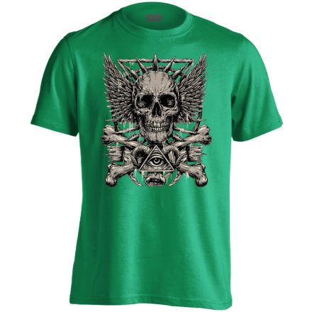 Koponyás "okkult" férfi póló (zöld)