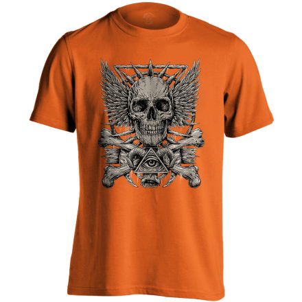 Koponyás "okkult" férfi póló (narancssárga)