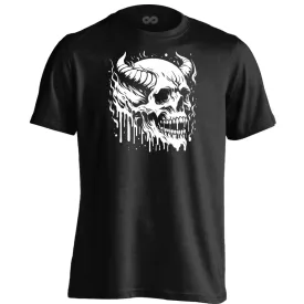 Ördög szarva koponyás férfi póló (fekete)