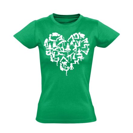Jóga "szívalakok" női póló ezoterikus (zöld)