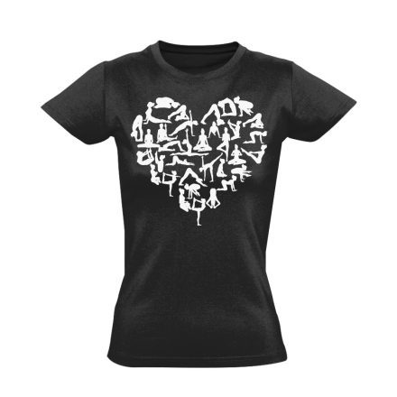 Jóga "szívalakok" női póló ezoterikus (fekete)